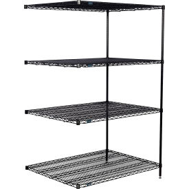 Nexel® 4 Shelf Black Epoxy Wire Shelving Unit Add On 72""W x 36""D x 54""H