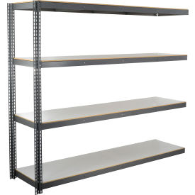 Global Industrial 4 Shelf Extra Heavy Duty Boltless Shelving Add On 96""Wx18""Dx96""HLaminate Deck