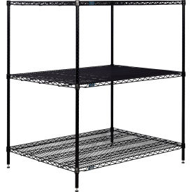 Nexel® 3 Shelf Black Epoxy Wire Shelving Unit Starter 72""W x 36""D x 54""H