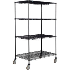 Nexel® 4 Shelf Truck Black Epoxy 48""W x 30""D x 69""H Polyurethane Swivel Casters