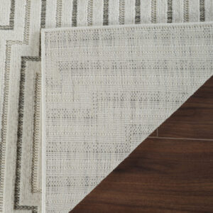 4' X 6' Cream and Beige Geometric Distressed Indoor Outdoor Area Rug