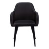 Set of Two Black Upholstered Faux Leather Dining Arm Chairs