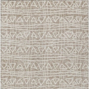 8' X 10' Taupe And Beige Geometric Washable Indoor Outdoor Area Rug