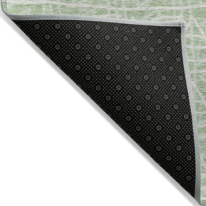 5' X 8' Mint Green Artichoke Green And Ivory Geometric Washable Indoor Outdoor Area Rug