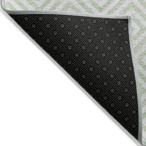 5' X 8' Mint Green Artichoke Green And Ivory Geometric Washable Indoor Outdoor Area Rug