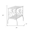 22" White And Clear Metal And Tempered Glass End Table With Shelf