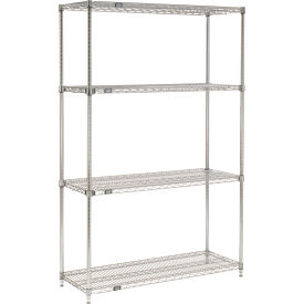Nexel® 4 Shelf Chrome Quick Adjust Wire Shelving Unit Starter 36""W x 24""D x 86""H