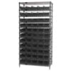 Quantum WR12-106 Chrome Wire Shelving With 55 4""H Shelf Bins Black 24x36x74