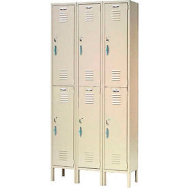 Global Industrial™ Capital® 2-Tier 6 Door Locker 36""W x 15""D x 78""H Tan Unassembled