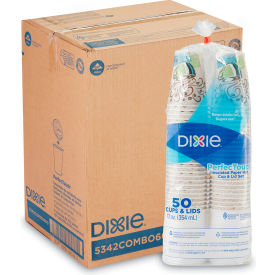 Dixie® PerfecTouch® Paper Hot Drink Cups & Lids Combo 12 oz Pack of 300