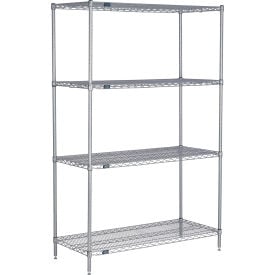 Nexel® 4 Shelf Nexelate® Silver Epoxy Wire Shelving Unit Starter 24""W x 21""D x 86""H