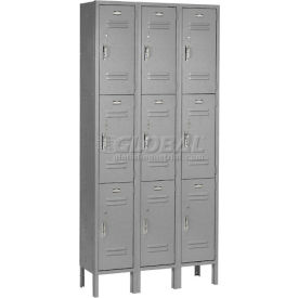 Global Industrial™ Paramount® 3-Tier 9 Door Locker 36""W x 15""D x 78""H Gray Unassembled