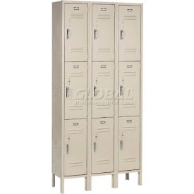 Global Industrial™ Paramount® 3-Tier 9 Door Locker 36""W x 15""D x 78""H Tan Assembled