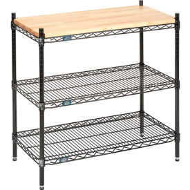 Nexel® 3 Shelf Black Epoxy Wire Shelving Display Unit Starter 36""W x 18""D x 34""H