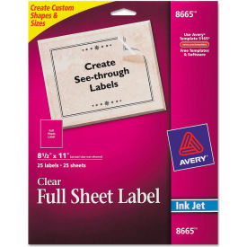 Avery® Full-Sheet Inkjet Labels 8-1/2 x 11 Clear 25/Pack