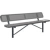 Global Industrial™ 8' Outdoor Steel Bench w/ Backrest Perforated Metal In Ground Mount Gray
