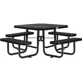 Global Industrial™ 46"" Octagonal Picnic Table Expanded Metal Black