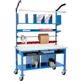 Global Industrial™ Complete Mobile Packing Workbench W/Power Laminate Square Edge 72""W x 36""D