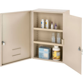Global Industrial™ Medium Narcotics Cabinet Double Door/Double Lock 16""W x 8""D x 24""H Beige