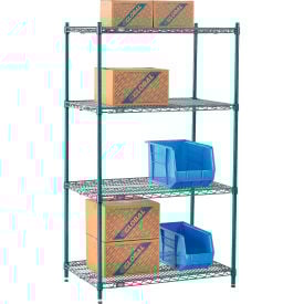 Nexel® 4 Shelf Poly-Green® Wire Shelving Unit Starter 36""W x 24""D x 54""H