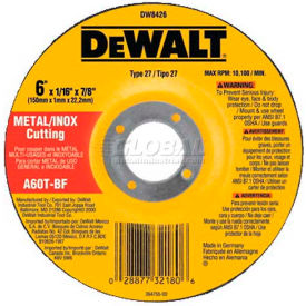 DeWalt DW8426 Metal & Stainless Cutting Wheel Type 27 6"" Diameter 60 Grit Aluminum Oxide