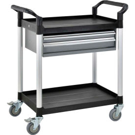 Global Industrial™ Utility Cart 2 Shelves 2 Drawers 440 lb. Cap 26""L x 17""W x 37""H Black