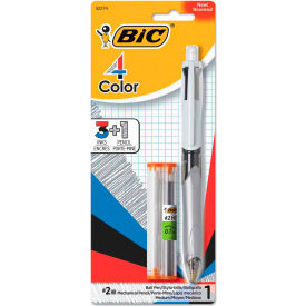 BIC® 3 + 1 Retractable Ballpoint Pen/Pencil Black/Blue/Red Ink Gray/White Barrel