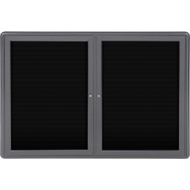 Ghent Ovation Letter Board - Indoor - 2 Door - Black w/Gray Frame - 47""W x 34""H