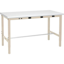 Global Industrial™ 48 x 30 Adjustable Height Workbench - Power Apron Plastic Safety Edge Tan