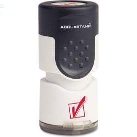 ACCUSTAMP® Pre-Inked Round Stamp with Microban Check Mark 5/8"" dia Red