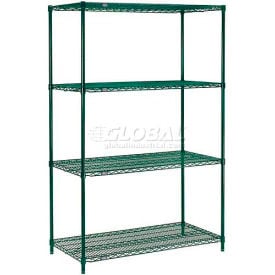 Nexel® 4 Shelf Poly-Green® Wire Shelving Unit Starter 54""W x 18""D x 74""H