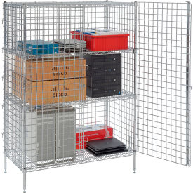 Nexel® 1-Tier 2 Door Security Wire Shelving Unit 2 Shelf 36""Wx18""Dx66""H Chrome Unassembled