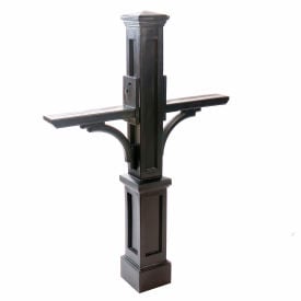 Mayne Newport Plus Double Mailbox Post 5814-B - 56""H Black