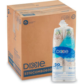 Dixie® PerfecTouch® Paper Hot Drink Cups & Lids Combo 10 oz Pack 300