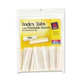 Avery® Self-Adhesive Index Tabs with Printable Inserts 2"" Width Clear 25 Tabs/Pack