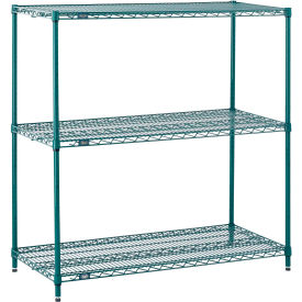 Nexel® 3 Shelf Poly-Green® Wire Shelving Unit Starter 60""W x 14""D x 34""H