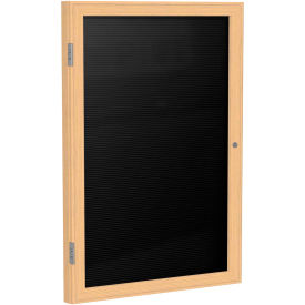 Ghent Enclosed Letter Board - 1 Door - Black Letterboard w/Oak Frame - 36"" x 36""