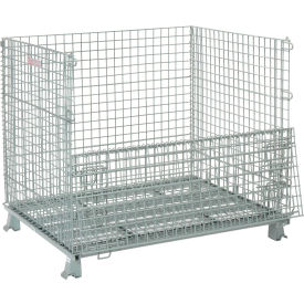 Global Industrial Folding Wire Container 48""L x 40""W x 42-1/2""H 3000 lb. Capacity Gray