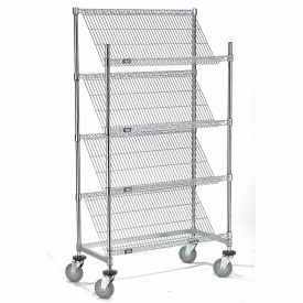 Nexel® Slant Wire Shelving Truck w/4 Shelves 36""L x 18""W x 69""H