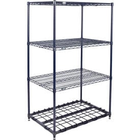 Nexel® 4 Shelf Nexelon® Blue Wire Shelving Unit Starter 1 HD Shelf 60""W x 24""D x 86""H