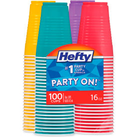 Hefty® Easy Grip Disposable Plastic Party Cups 16 oz Assorted Colors Pack of 100