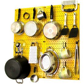 Wall Control Kitchen Pegboard Pack Storage & Organization Kit Yellow/Blue 32"" X 32"" X 6""