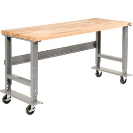 Global Industrial™ Mobile Workbench 60 x 30"" Adjustable Height Maple Square Edge