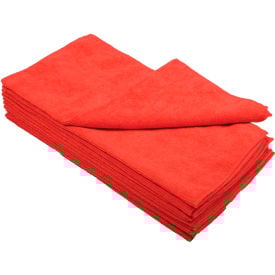 Global Industrial™ 300 GSM Microfiber Cleaning Cloths 16"" x 16"" Red 12 Cloths/Pack