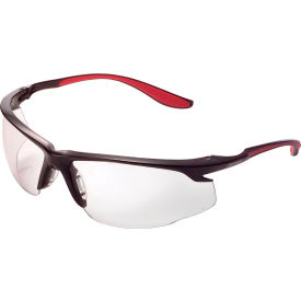 Global Industrial™ Sport Half Frame Safety Glasses Anti-Fog Clear Lens Red Frame