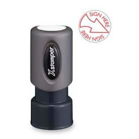 Xstamper® Pre-Inked Message Stamp SIGN HERE 5/8"" Diameter Pink
