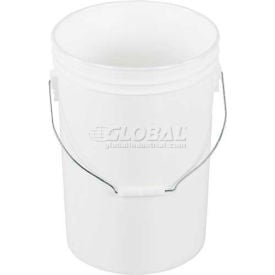 6 Gallon Open Head Plastic Pail PAIL-6-PWS with Steel Handle - White
