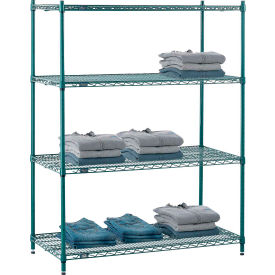 Nexel® 4 Shelf Poly-Green® Wire Shelving Unit Starter 48""W x 21""D x 63""H
