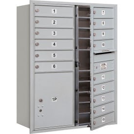 4C Horizontal Mailbox 41""H Double Column 15 MB1/1 PL5 Door Front Load Aluminum USPS
