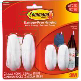3M Command™ General Purpose Hooks Value Pack Small/Medium Holds 3-lb White 4/Pack